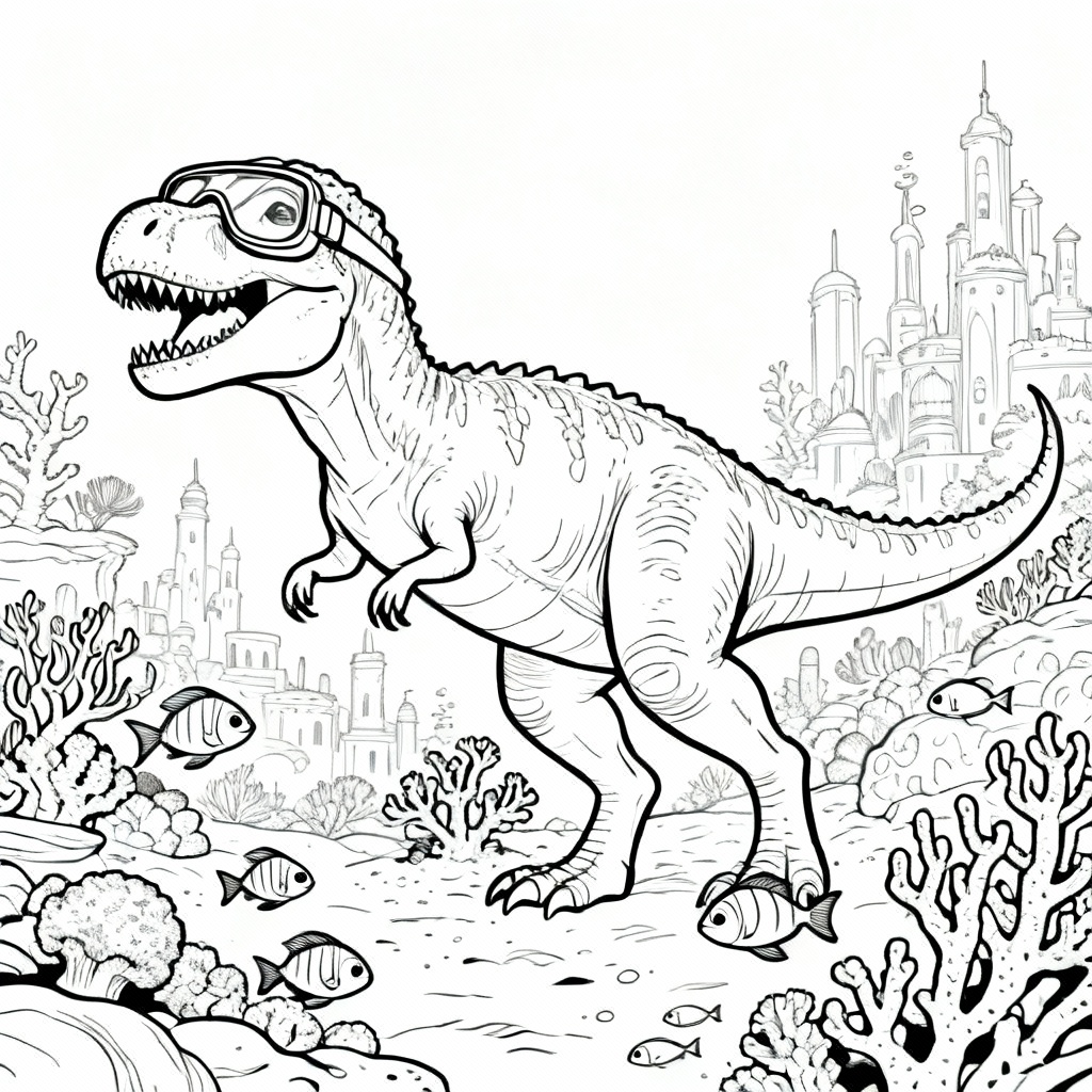 Coral City Rex Coloring Page