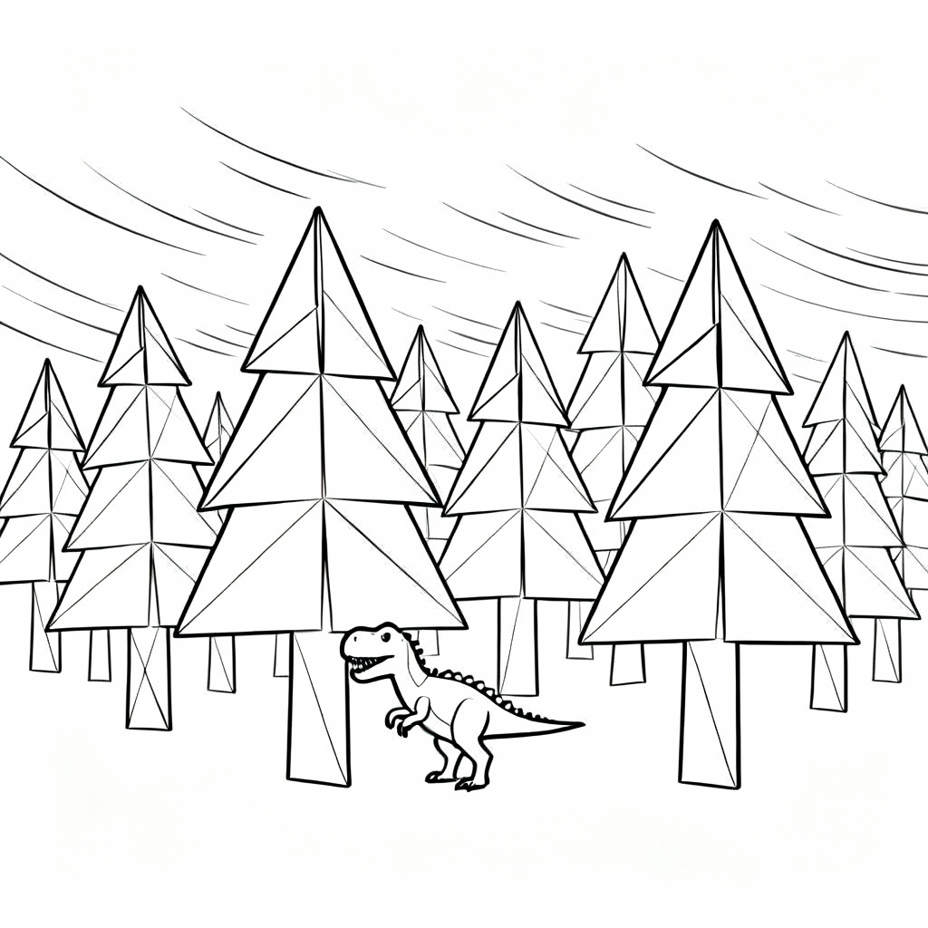 Origami Rex Coloring Page
