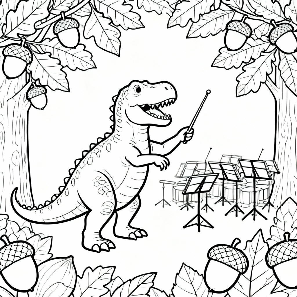 Forest Band Rex Coloring Page