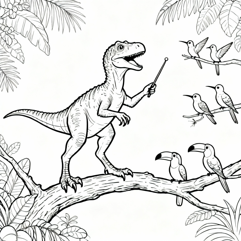 Raptor Choir Coloring Page