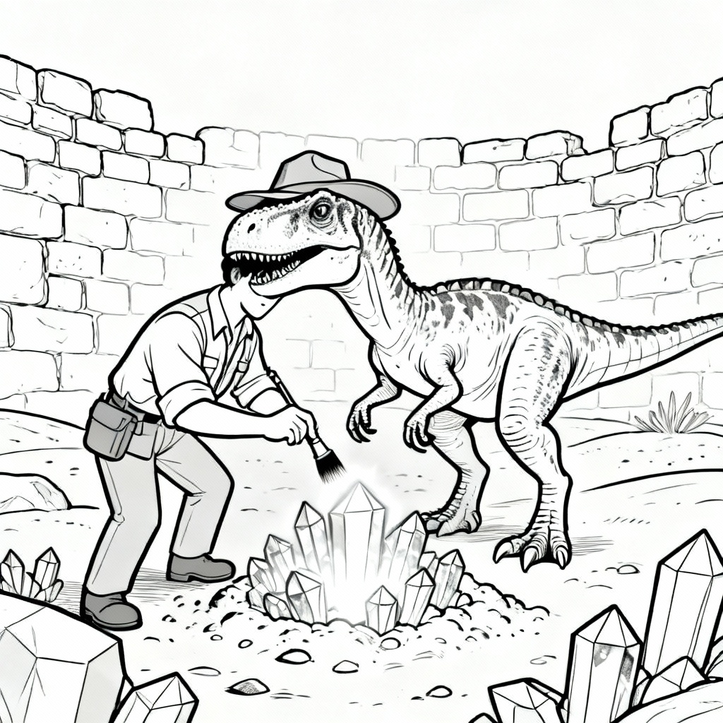 Raptor Fossil Coloring Page