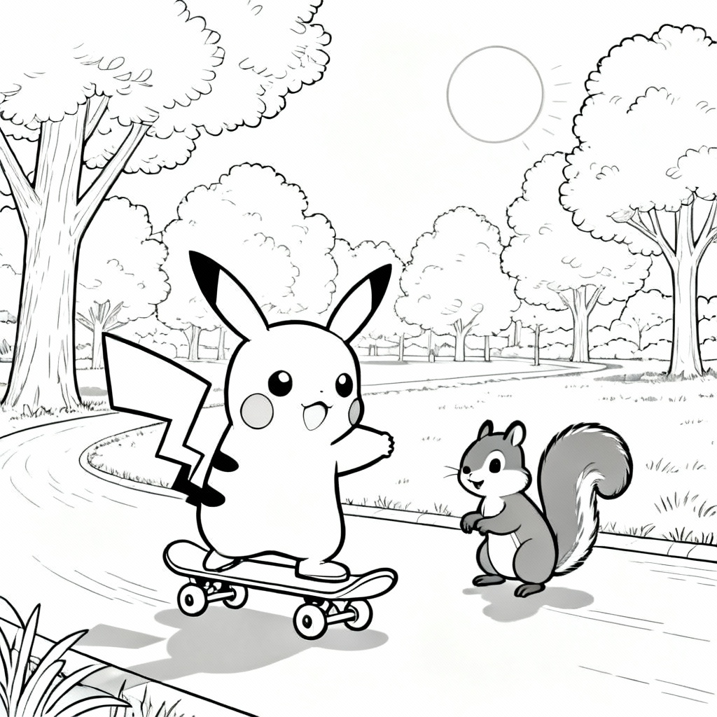 Pikachu Jump Coloring Page