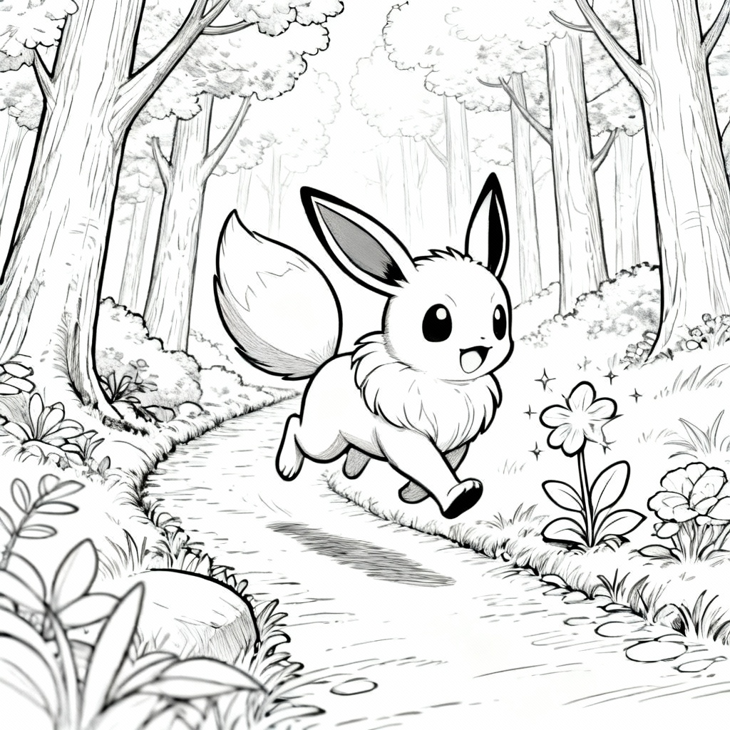Eevee Jump Coloring Page