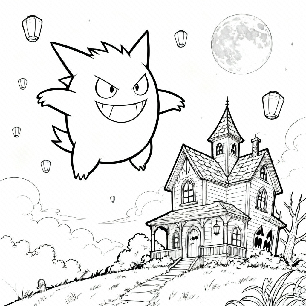 Gengar Floating Coloring Page