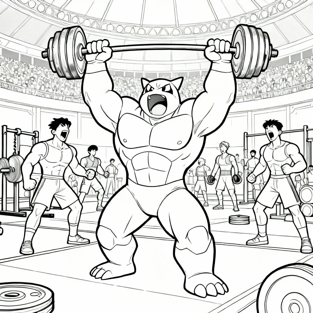 Machamp Training Coloring Page