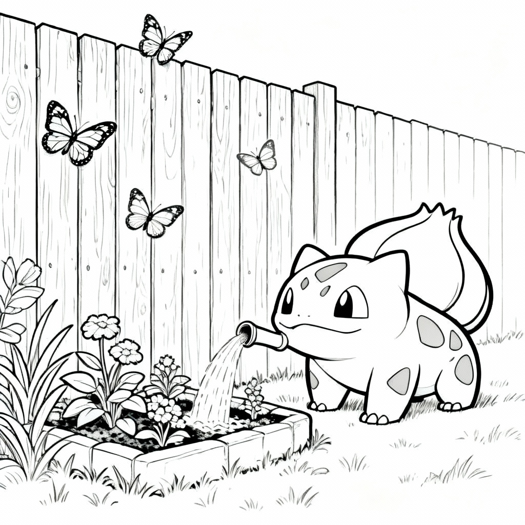 Bulbasaur Garden Coloring Page