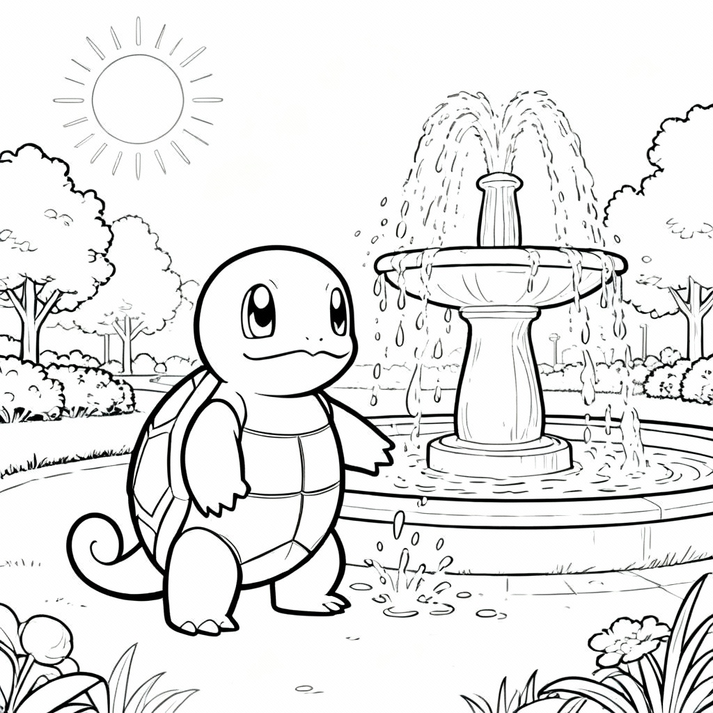 Squirtle Splash Coloring Page