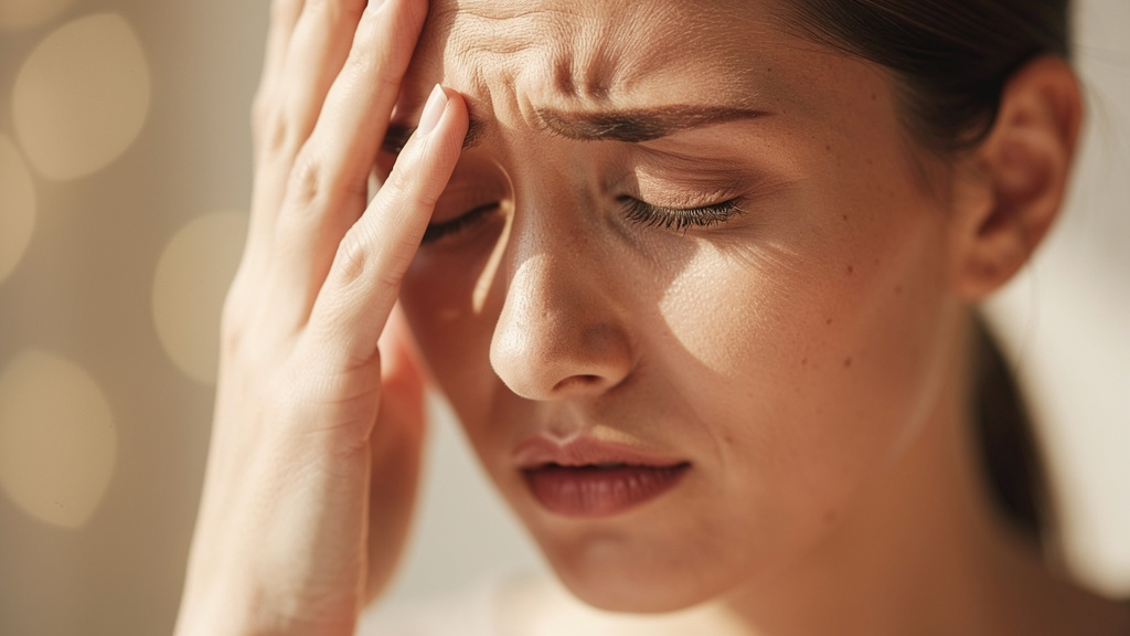 Person experiencing physical stress symptoms and tension