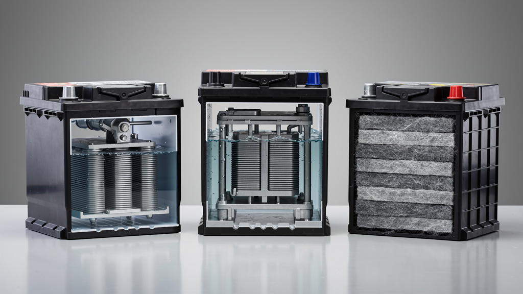 Different automotive battery types side by side comparison