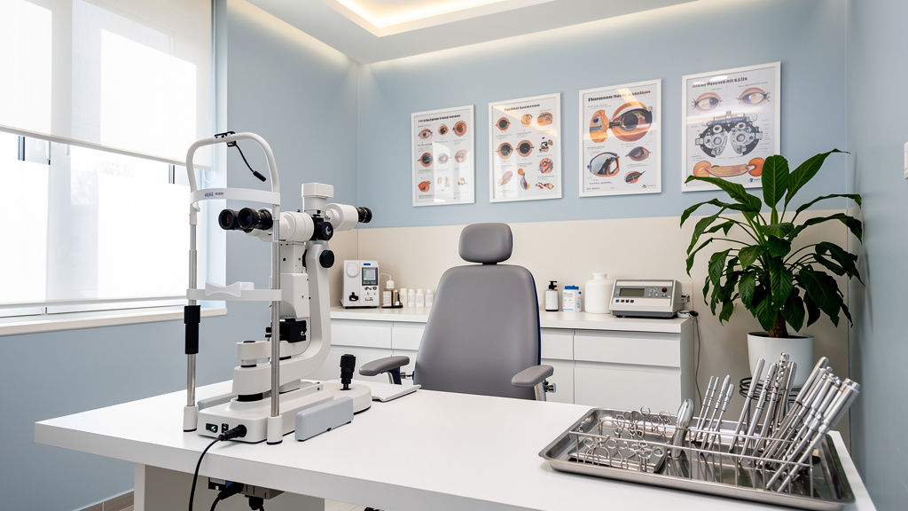 Professional ophthalmology diagnostic room with advanced equipment