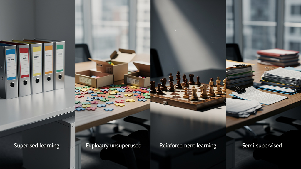 Visual representation of four machine learning approaches in security