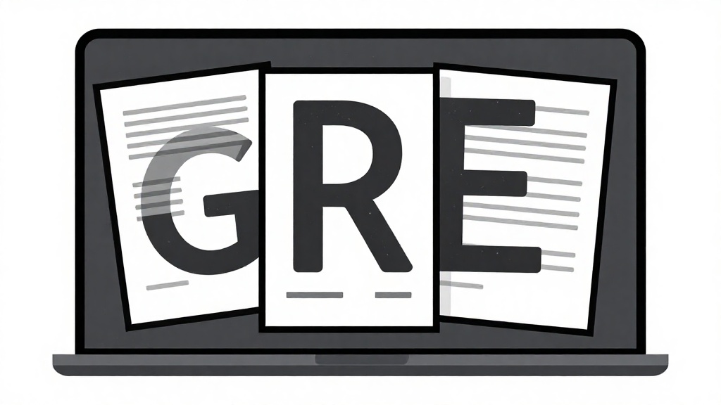 GRE 豁免政策下的全人評估示意圖，展示成績單、推薦信、個人陳述等文件取代標準化考試的扁平極簡插畫