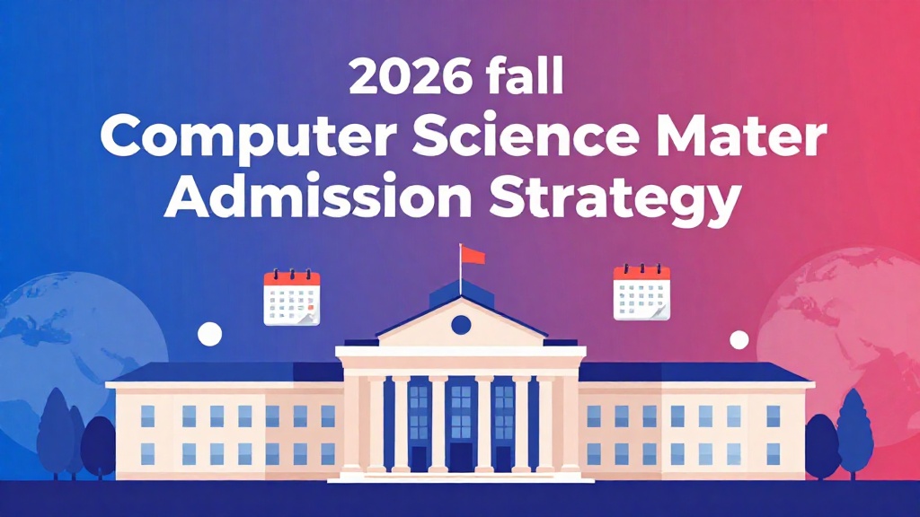 2026 年秋季計算機科學與資料科學碩士申請戰略橫幅圖，展示大學建築、申請截止日期日曆與全球教育路徑的現代扁平插畫