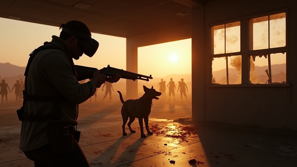 Protagonista de Arizona Sunshine 2 y Buddy enfrentándose a una horda de zombis