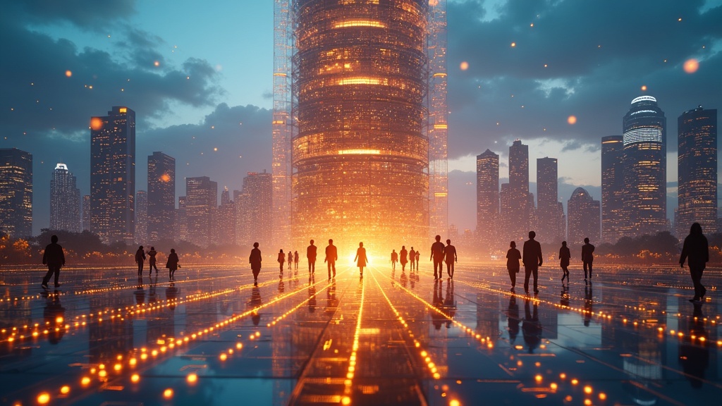 Interfaz futurista de banca integrada con inteligencia artificial