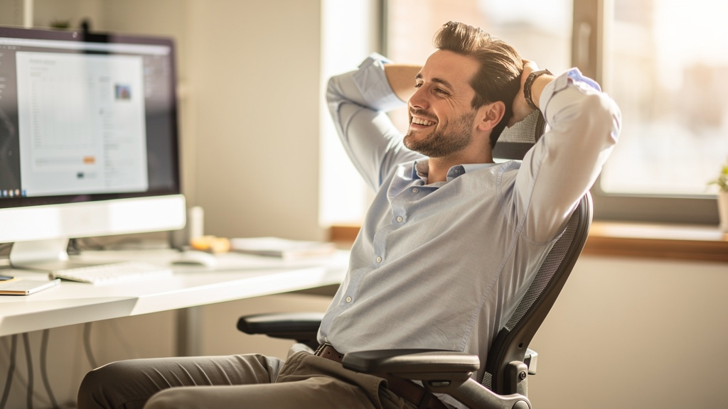 Satisfied professional enjoying stress-free work environment
