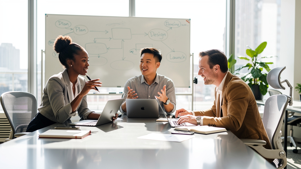 Business team collaborating on automation strategy