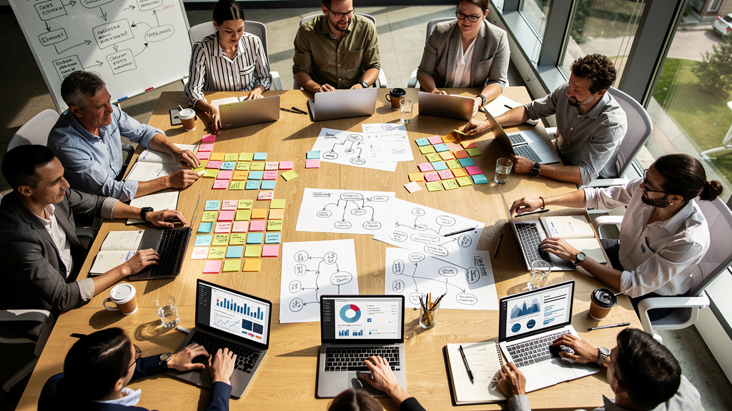 Team working together on automation roadmap and process mapping