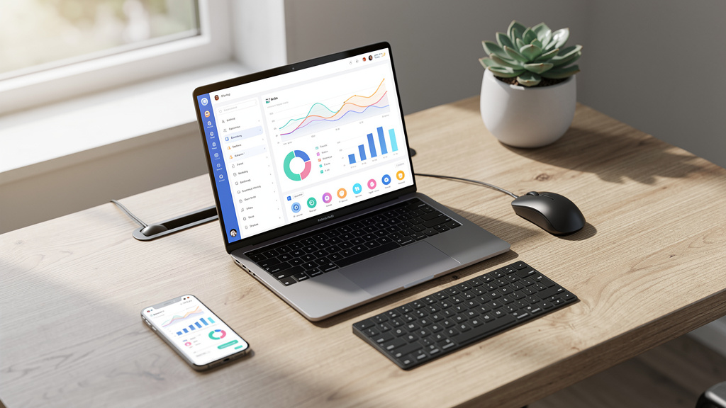 Modern workspace with integrated automation technology tools