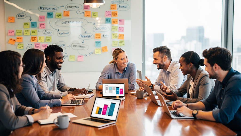 Development team collaborating on web project strategy