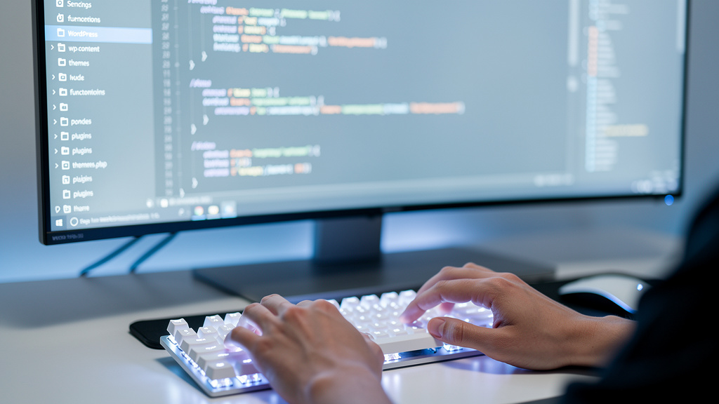 WordPress developer coding PHP on computer