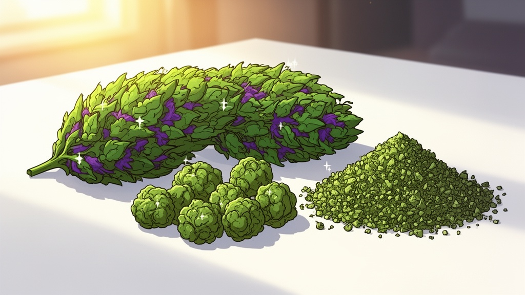 Three types of cannabis flower formats illustrated