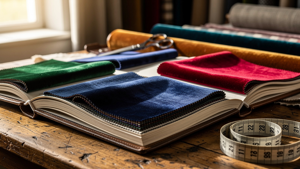 Selection of premium upholstery fabrics and leather samples