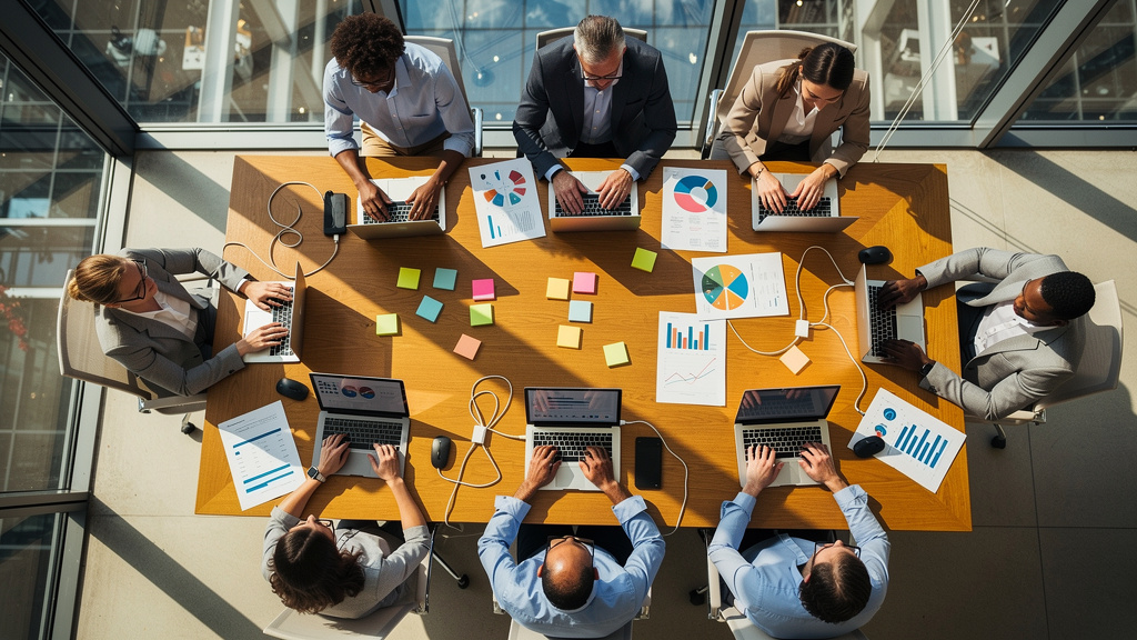 Business team collaborating on workflow automation strategy