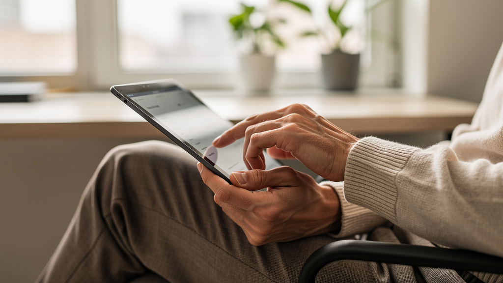 Professional reviewing options on tablet device