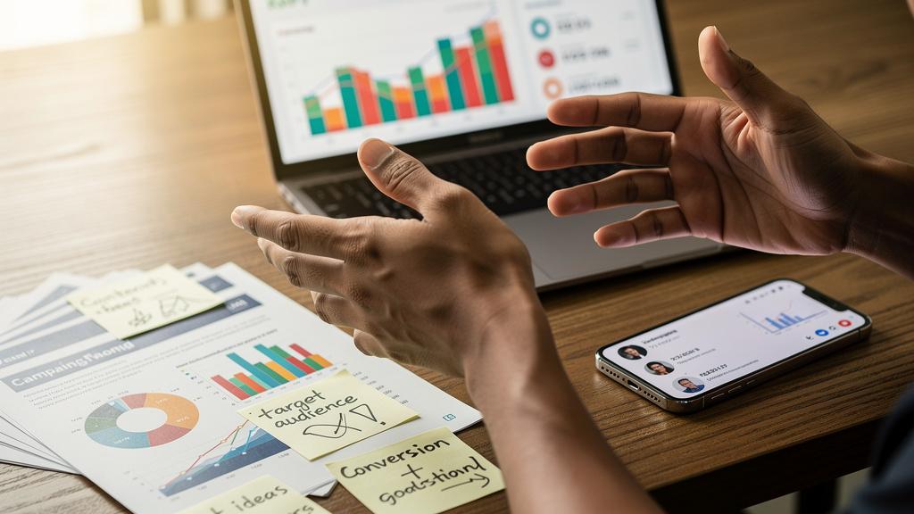 Marketing strategist analyzing AI-driven campaign performance data