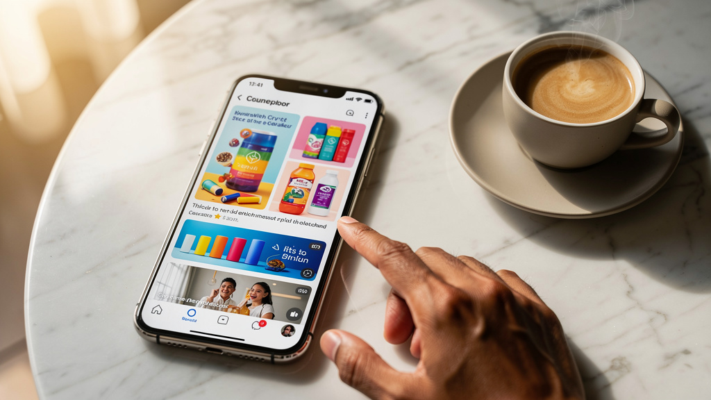 Filipino consumer browsing social media on smartphone