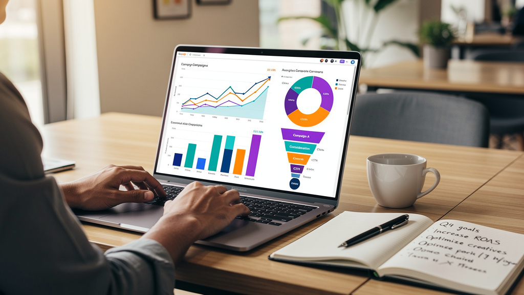 Digital advertising performance metrics on analytics dashboard