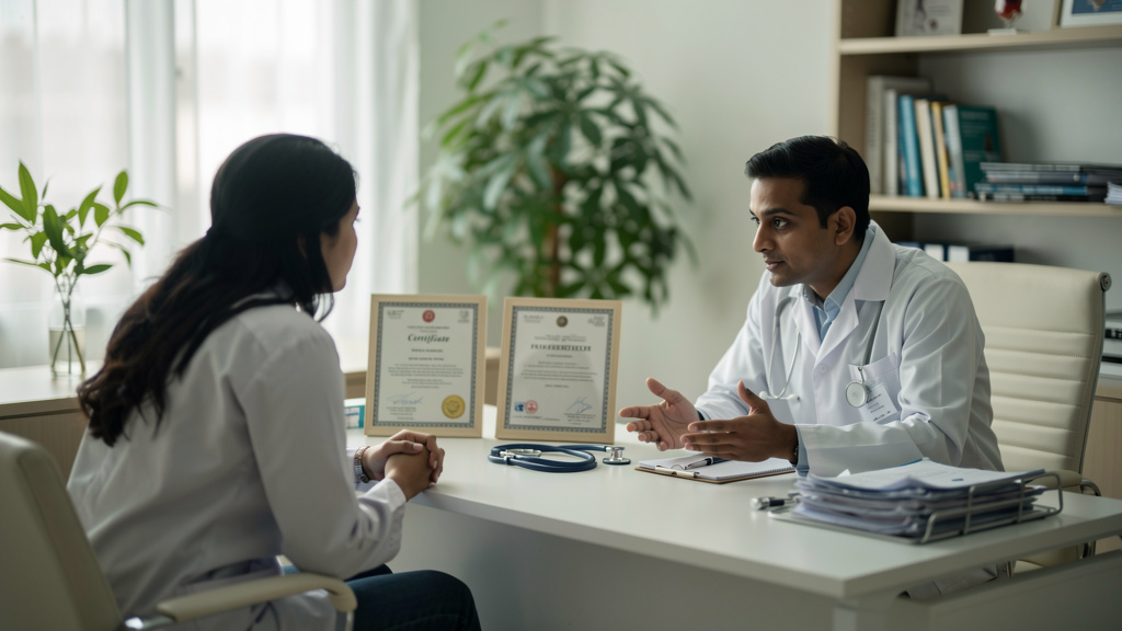 Doctor consulting patient about generic medicine prescription options
