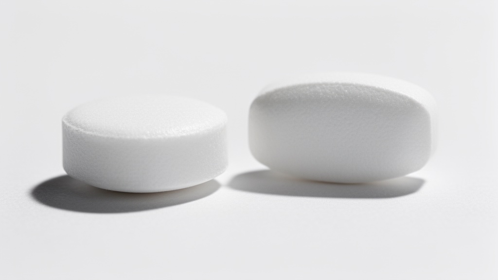 Two identical pharmaceutical tablets showing generic equivalence