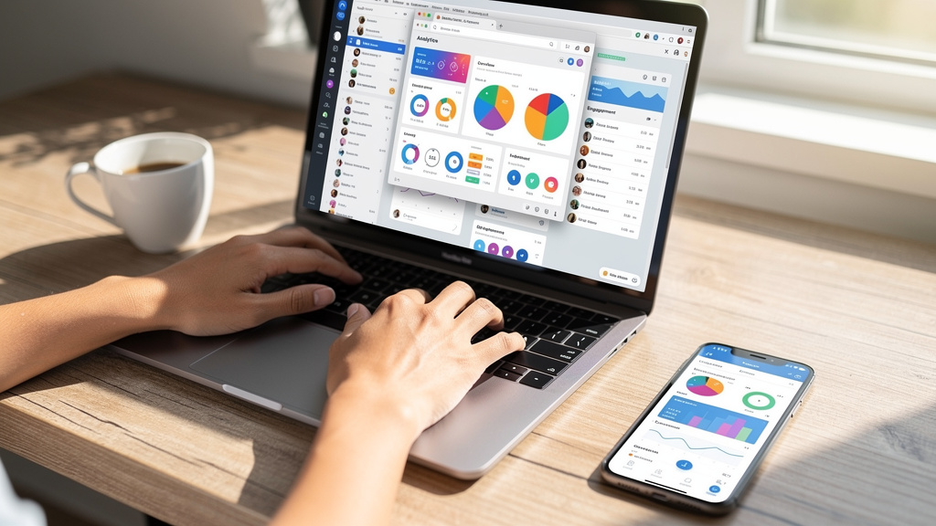 Marketing professional analyzing campaign analytics and performance metrics