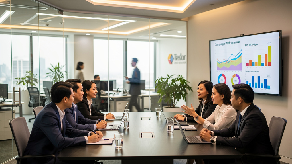 Agency team presenting campaign results to clients