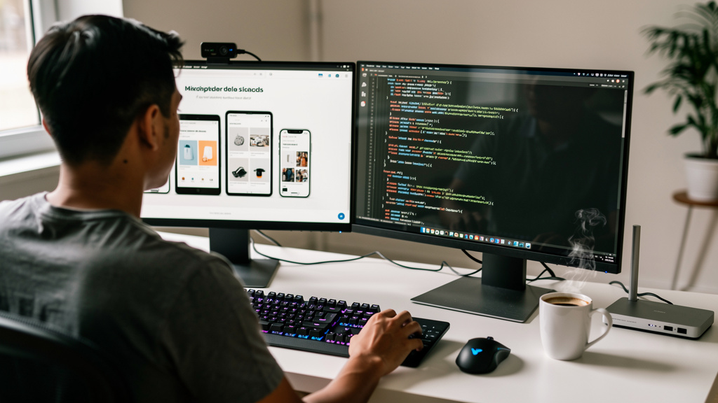 Web developer creating responsive mobile-first website design