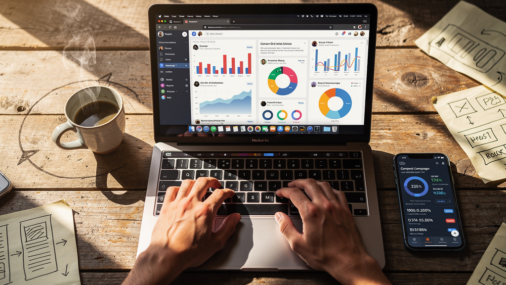 Digital marketing professional managing multiple online channels