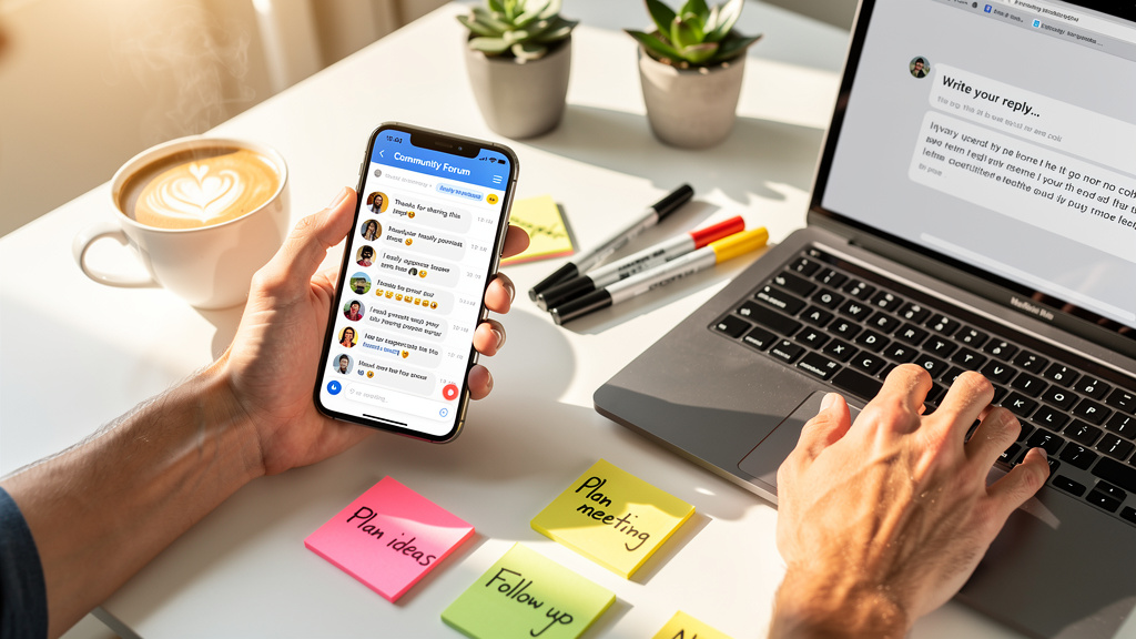 Hands engaging in authentic online conversations