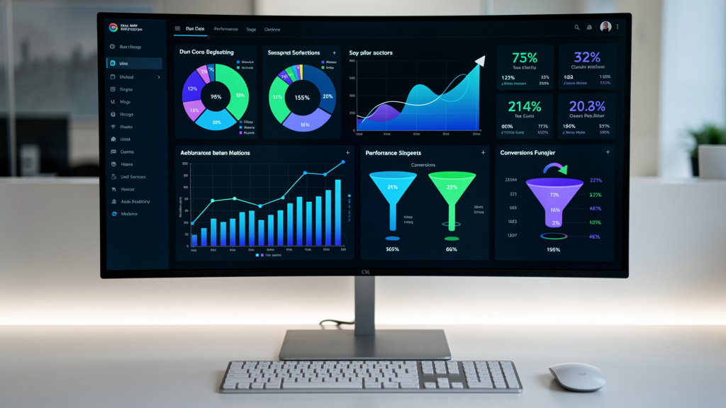 Digital marketing performance dashboard showing campaign analytics and results