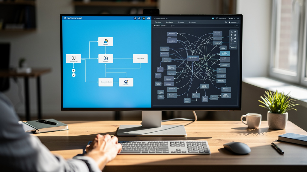Computer screen showing two different automation interfaces