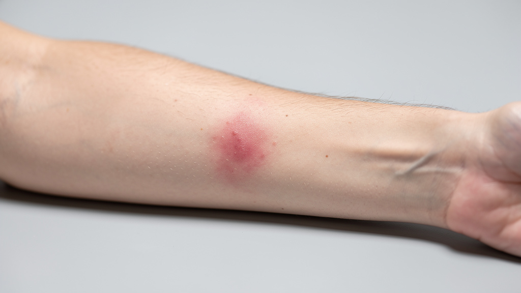 팔 안쪽에 나타난 알레르기 피부 반응