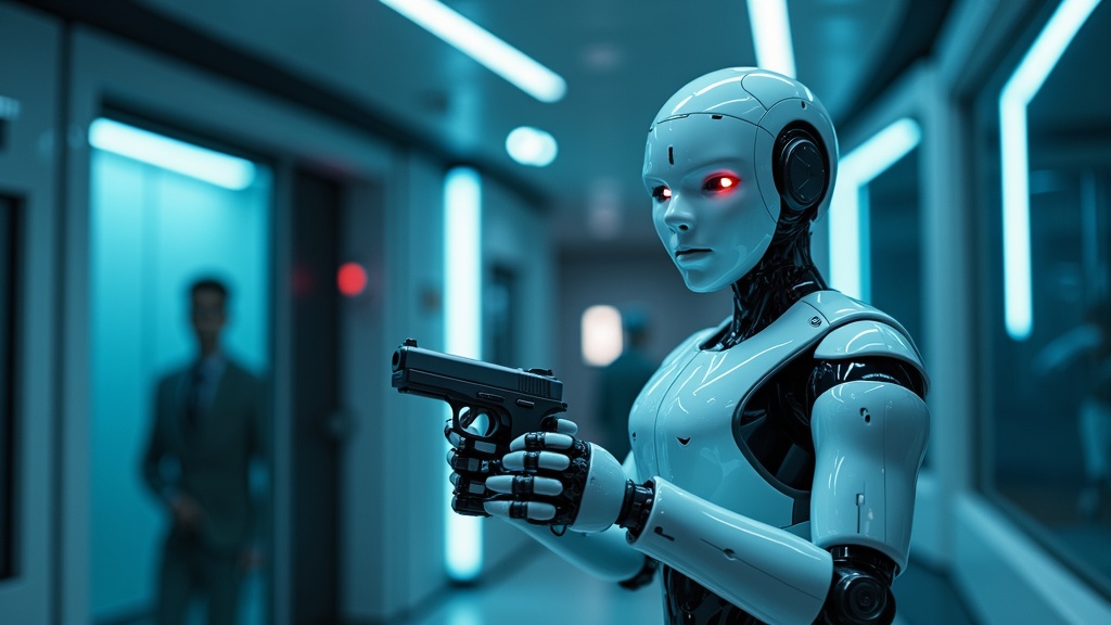 Esquema técnico mostrando los protocolos de seguridad de la IA del Robot Max