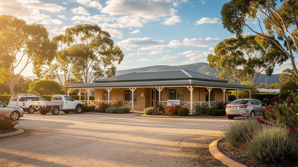 Regional clinic building surrounded by natural landscape