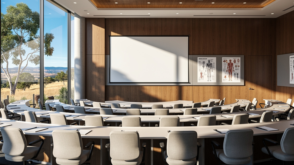 Modern medical education and training facility interior