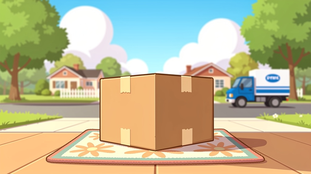 Cartoon discreet delivery package at doorstep