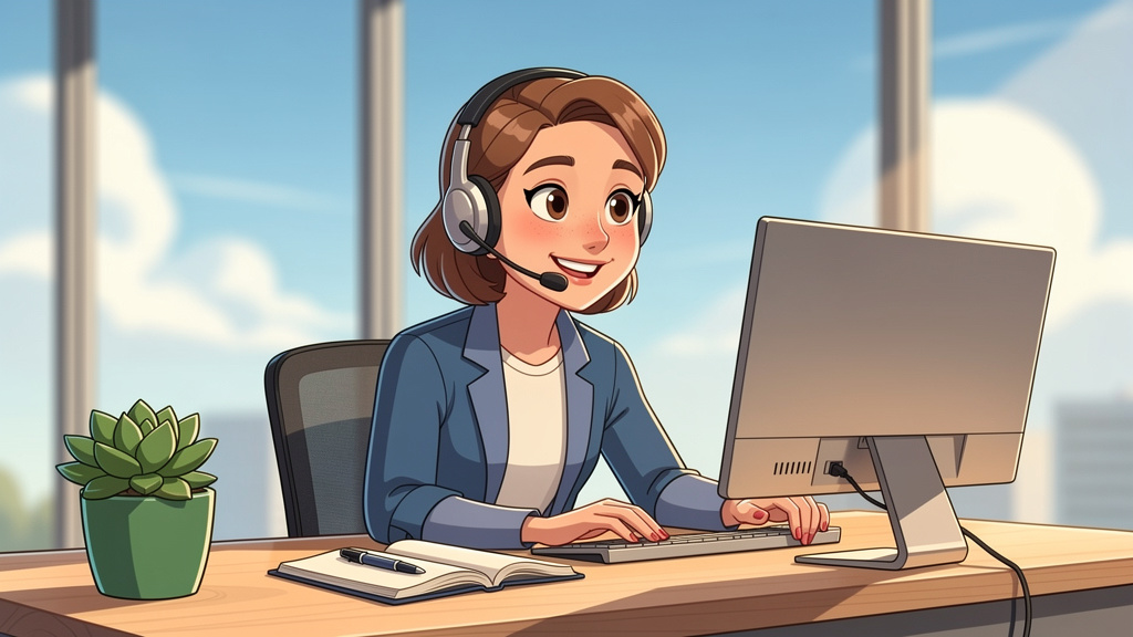 Cartoon customer support representative ready to help
