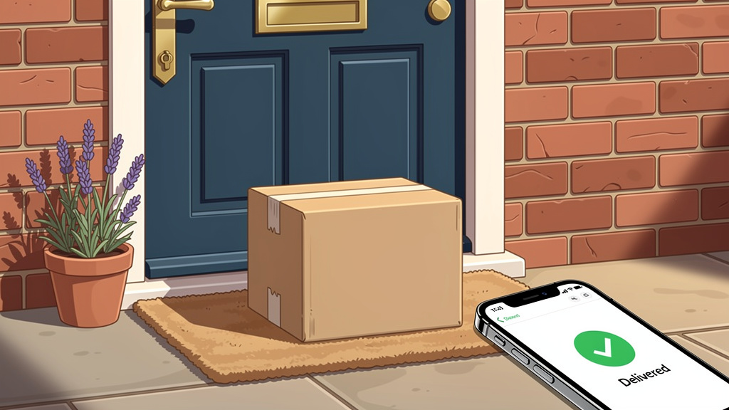 Plain unmarked parcel on doorstep with delivery confirmation