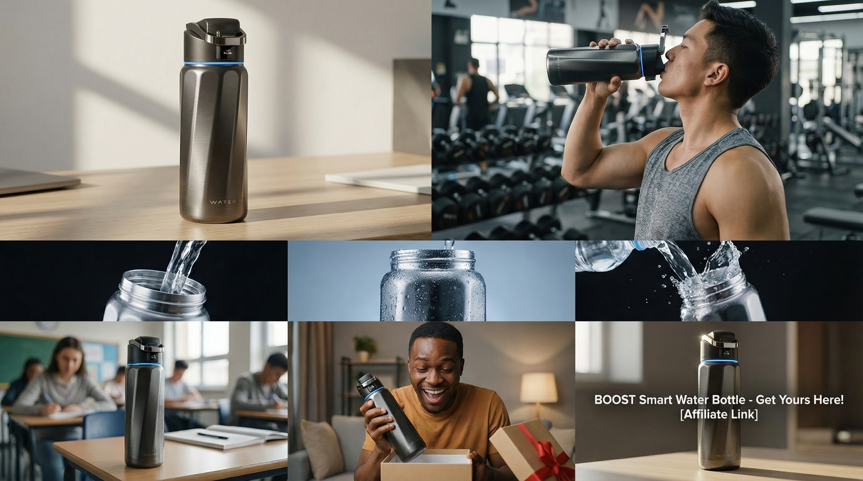 BOOST Smart Water Bottle with Reminder &amp; Tracker, Double Wall Vacuum Insulated Bottles Stainless Steel, 32oz BPA-Free Wide Mouth for Gym, Office, School, Ideal Gift for Christmas, New Year: Home &amp; Kitchen