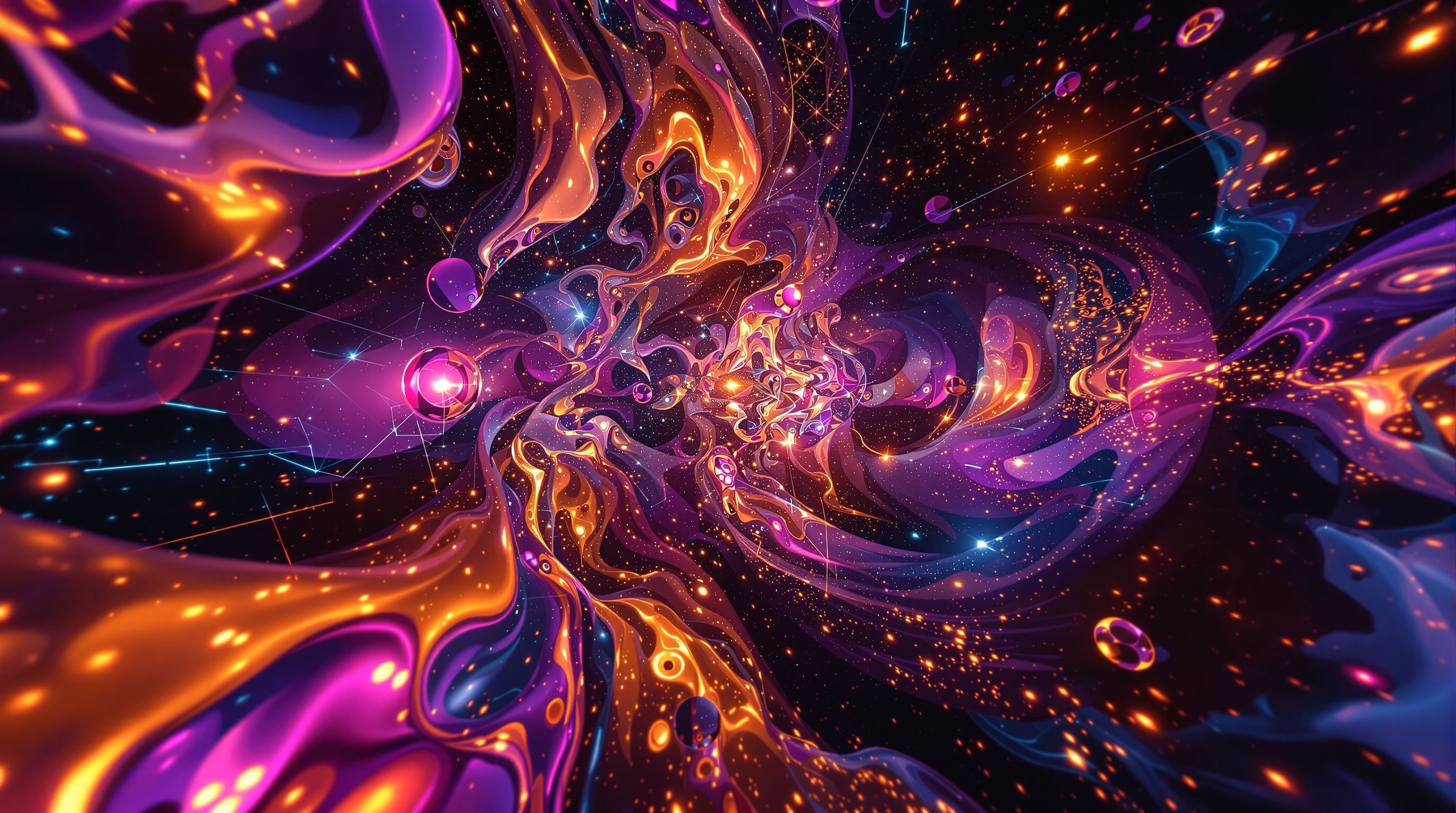 Entorno psicodélico y abstracto dentro de El espectáculo sensorial Miracle Vibe Show VR